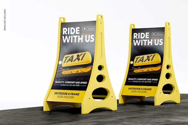 Outdoor A-Frame Sign Holders Mockup, Perspective