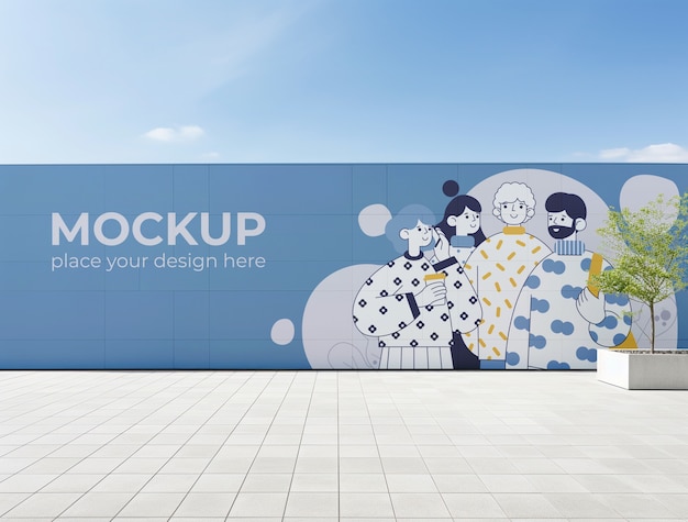 Outdoor wall mural mockup