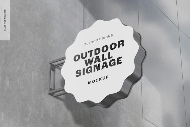 Outdoor Wall Signage Mockup, Right View