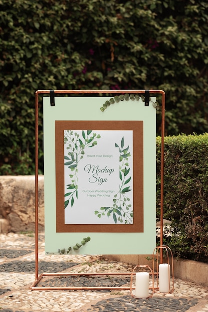 Outdoor wedding sign mockup design