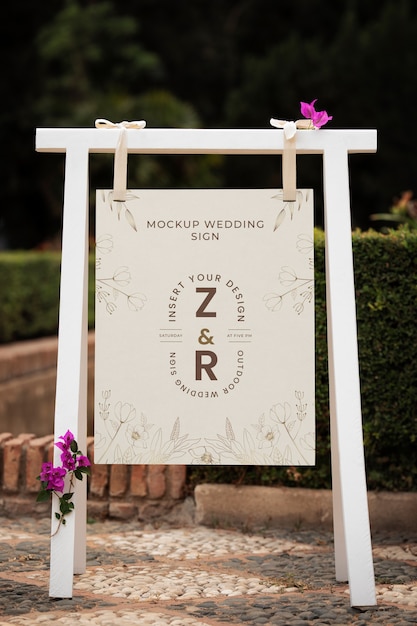 Outdoor wedding sign mockup design