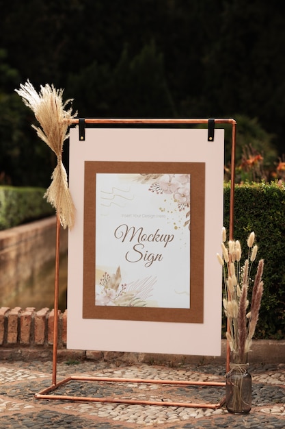 Outdoor wedding sign mockup design