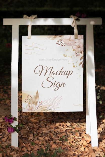 Outdoor wedding sign mockup design