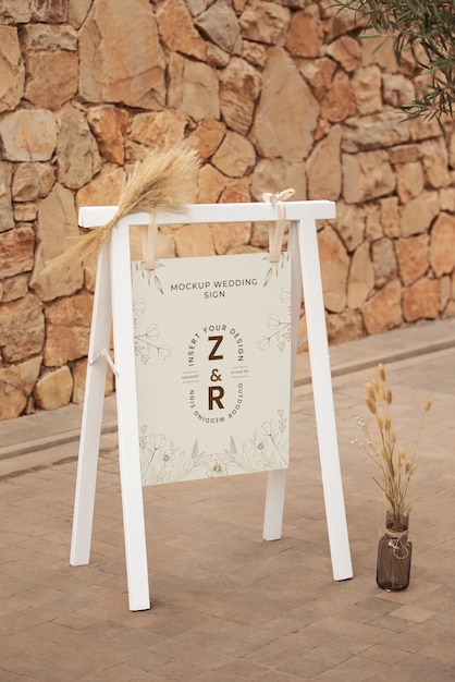 Outdoor wedding sign mockup design