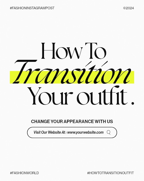 PSD outfit transition fashion typography promotional design for social media and instagram post template