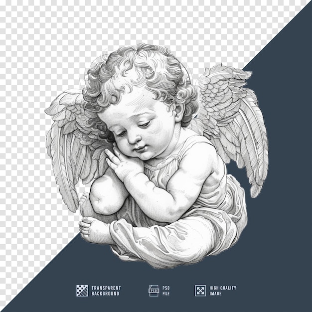 Outline image of a baby angel without HD quality background