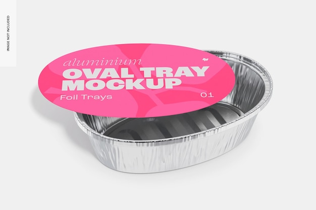 Oval Aluminium Food Tray Mockup, Opened