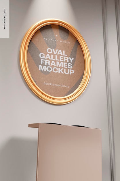 Oval Gallery Frame Mockup, Low Angle View