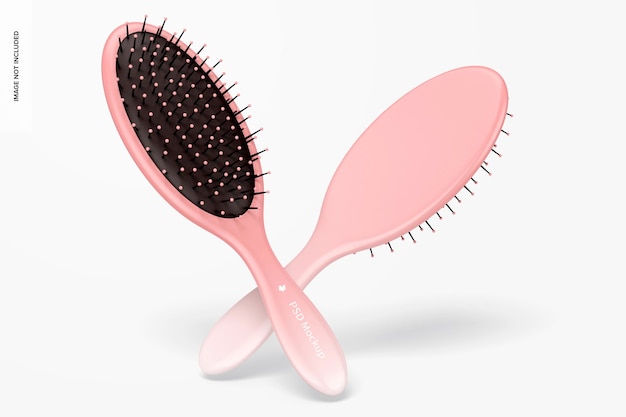 Oval Hair Brushes Mockup