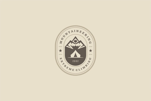 PSD oval label design for mountaineering and climbing promotion