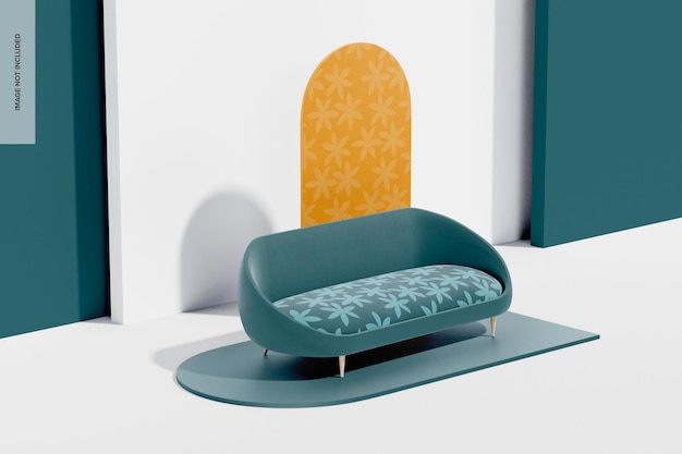 Oval Shaped Sofa Mockup, Perspective