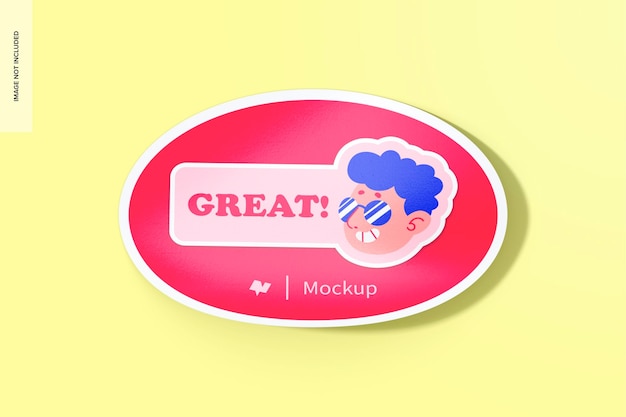 Oval Sticker Mockup Top View