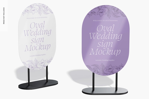 Oval Wedding Signs Mockup, Left and Right View