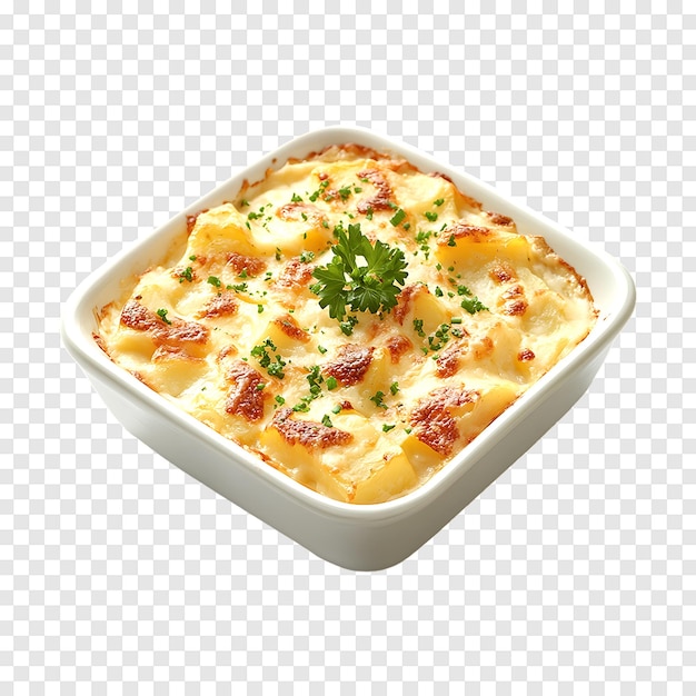 PSD ovenbaked potato casserole isolated on a transparent background for easy integration