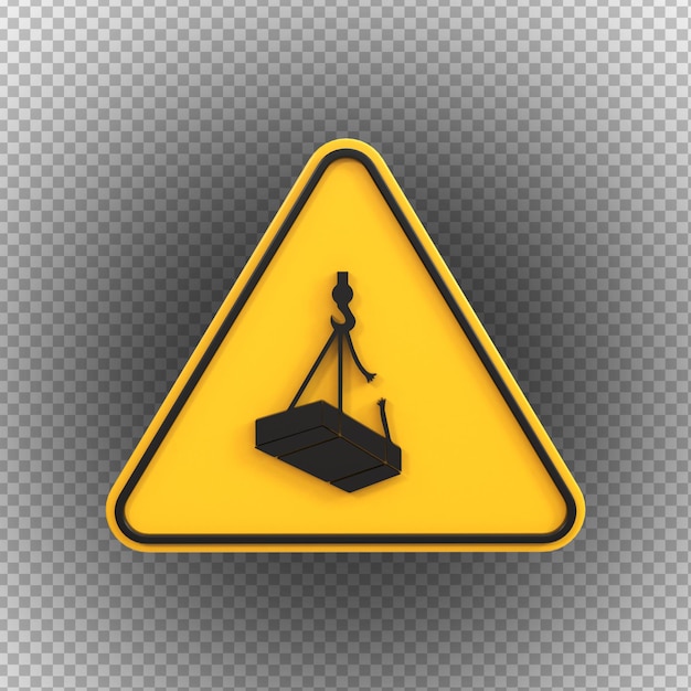 PSD overhead crane signs of high voltage hazard isolated on a transparent background