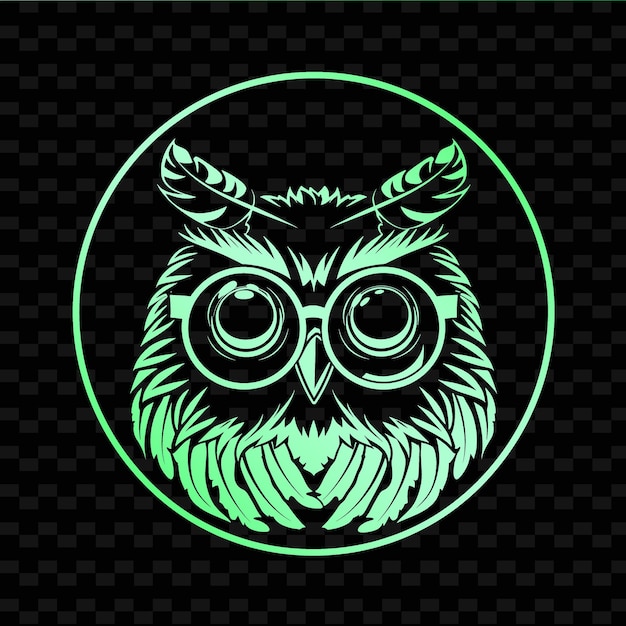 PSD owl in a circle of green neon lights