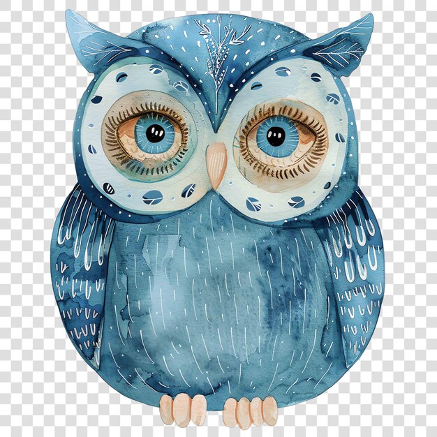 PSD owl doll illustration watercolor