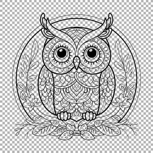 PSD owl sketch art on transparent background ai generated