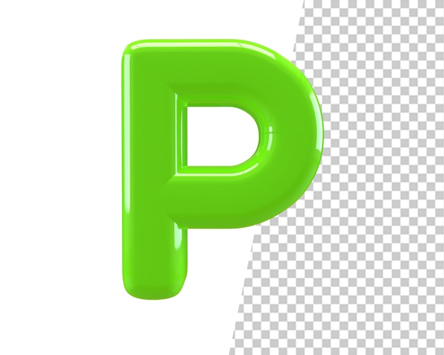 p letter green text 3d render