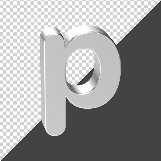 p letter made of Silver in 3d rendering 3d realistic letter p