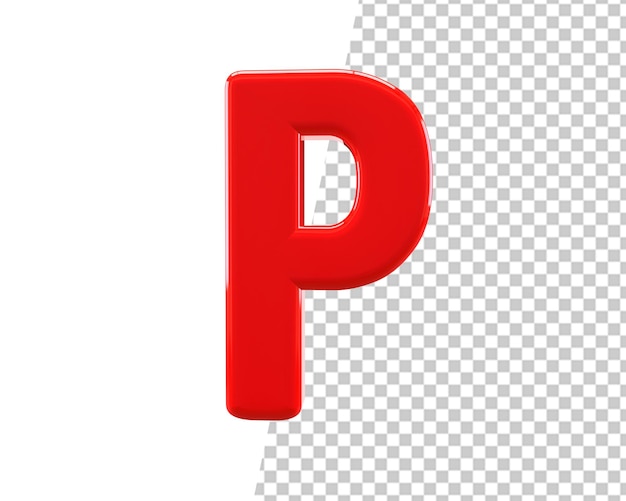 p letter red text 3d render