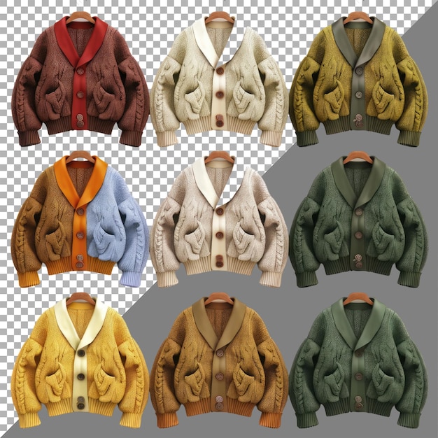 PSD pack of cardigans no background