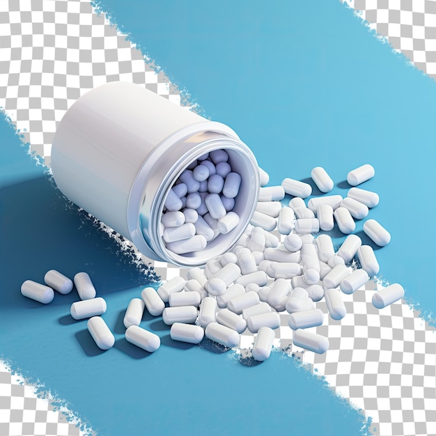 a pack of pills that are on a blue table.