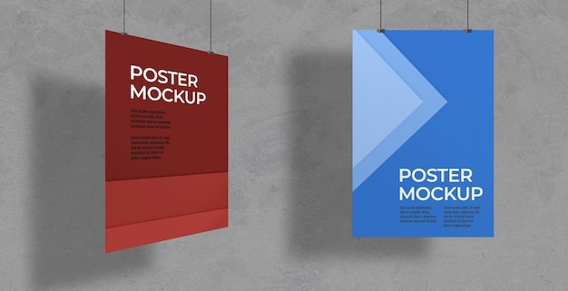 Pack of posters with clips mockup