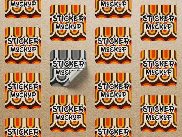 pack of wrinkled sticker mockup