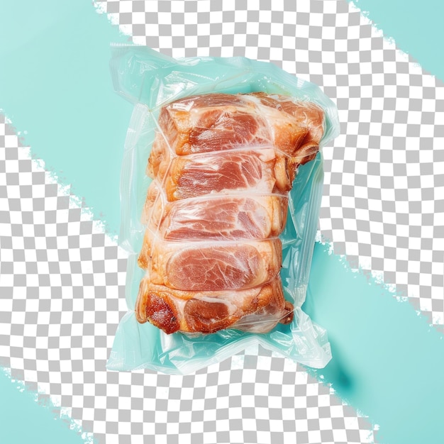 PSD a package of bacon wrapped in plastic with a white background