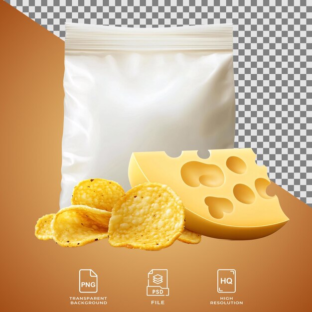 PSD a package of cheeses and crackers with a bag of cheese and a bag of cheese