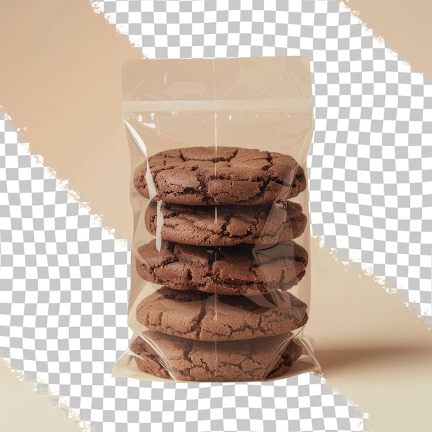 PSD a package of chocolate cookies with a clear bag of cookies in the background