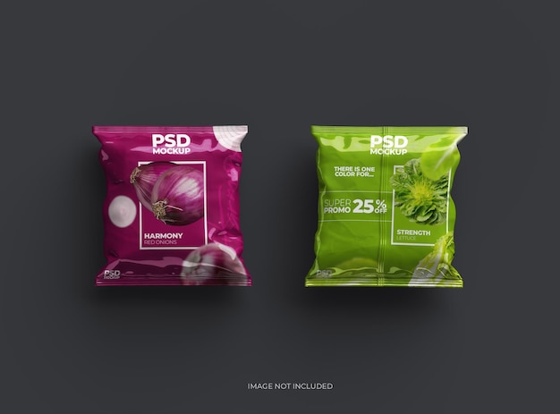 Packaging mockup template for a square polyethylene bag for food 3d render