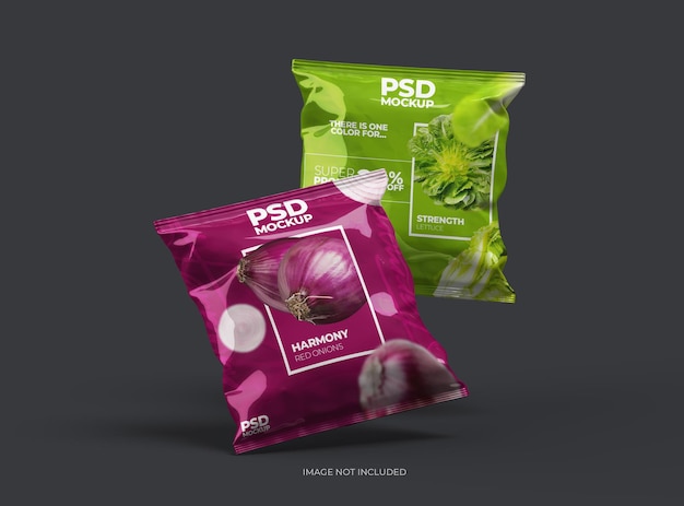 Packaging mockup template for a square polyethylene bag for food 3d render