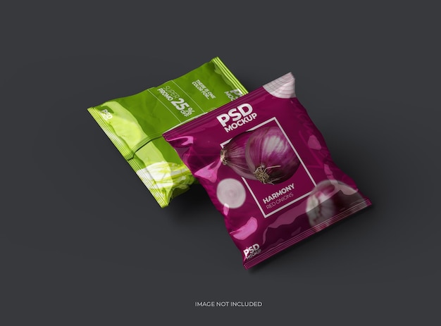 Packaging mockup template for a square polyethylene bag for food 3d render