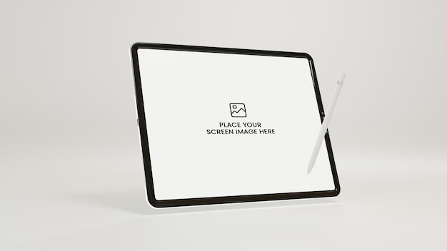 PSD pad mockup white theme psd with pentab screen desk