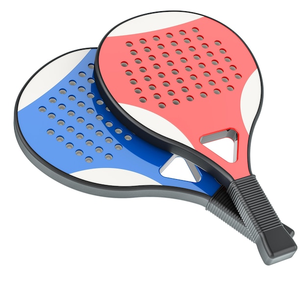 PSD paddle tennis rackets 3d rendering isolated on transparent background