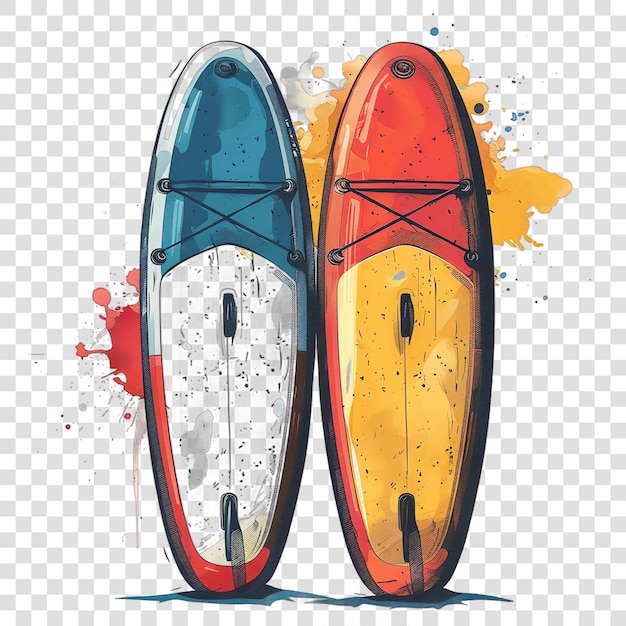 PSD paddleboards transparent background watercolor clipart