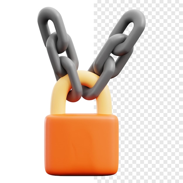 PSD padlock chain 3d icon illustration