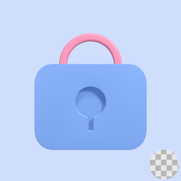 padlock key 3d icon rendered image