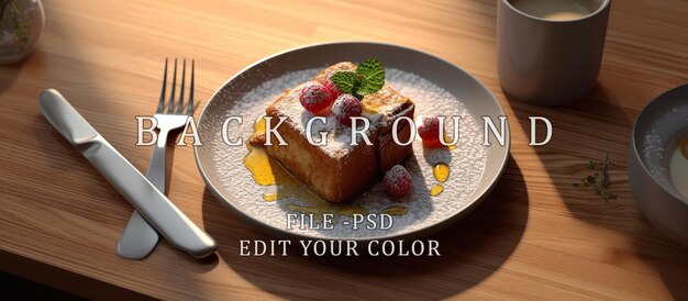 Pain perdu is served on a wooden dining table