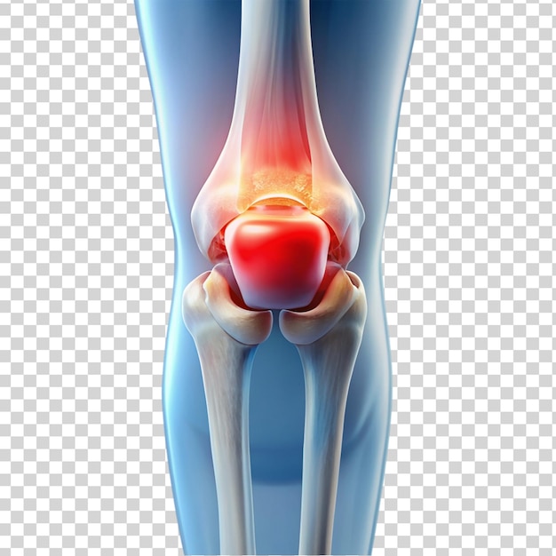 PSD painful osteoarthritis knee joint isolated on transparent background