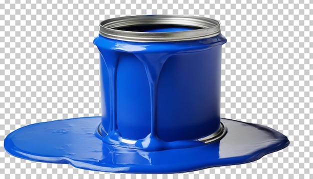 Paint can with blue paint isolated on transparent background