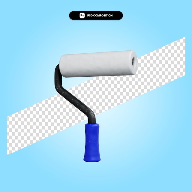 Paint roller 3d render illustration isolated