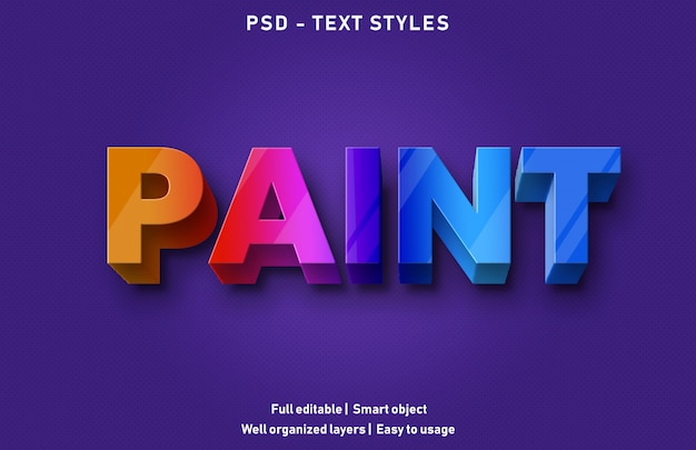 paint text effects style editable psd