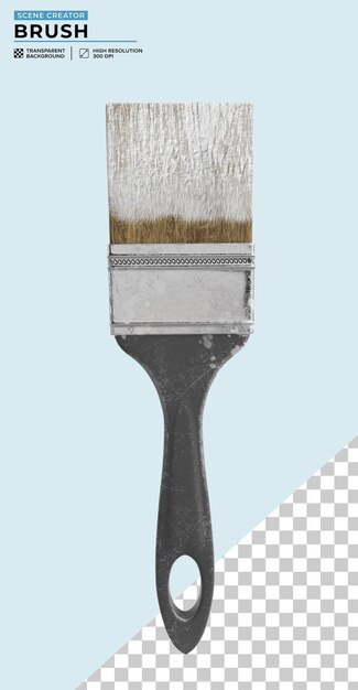 PSD paintbrush stained with white paint on the top for creating scenery