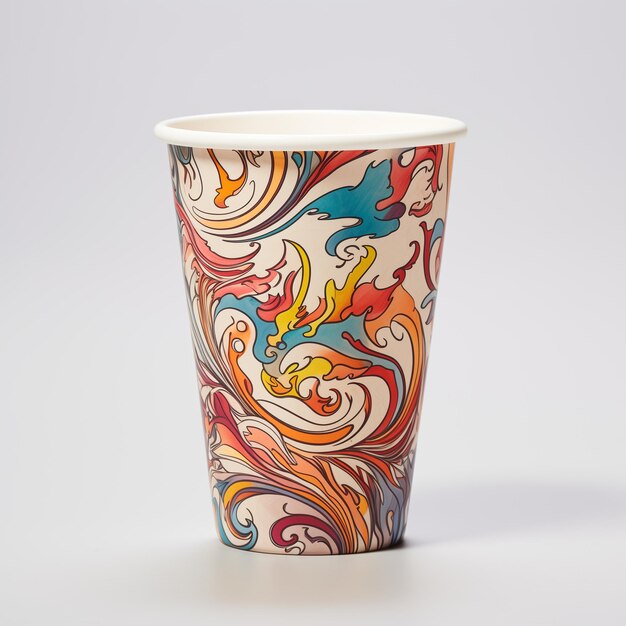 painted paper cup isolated on transparent background