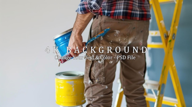 PSD painter holding paint can and roller