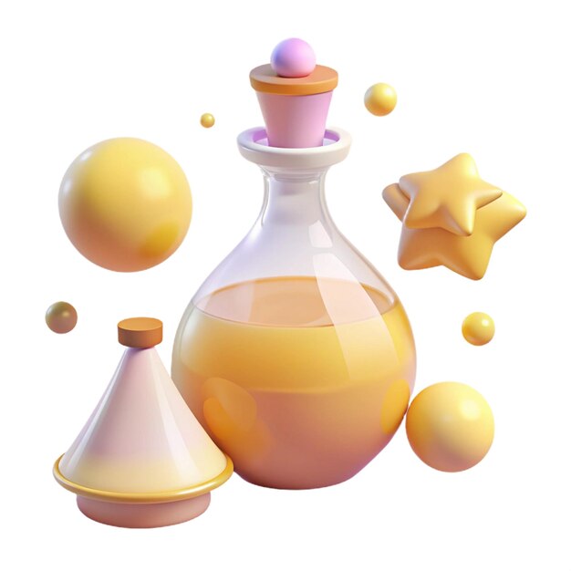 a painting of a bottle of perfume and a bottle of perfume