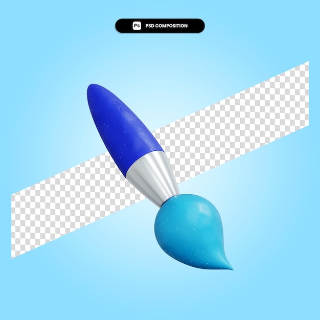 Painting brush 3d render illustration isolated